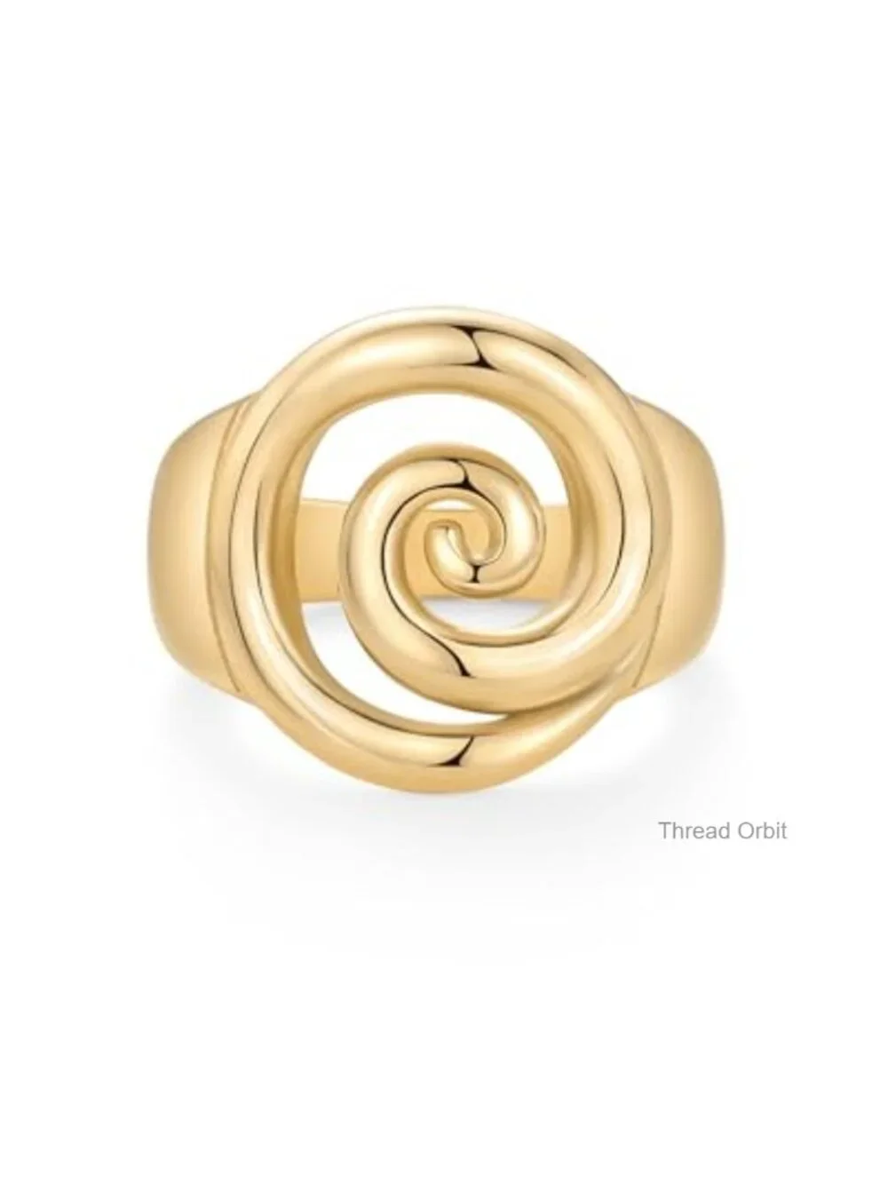 Chunky Spiral Ring - 14K Gold Plated Statement Ring - Waterproof Bold Swirl